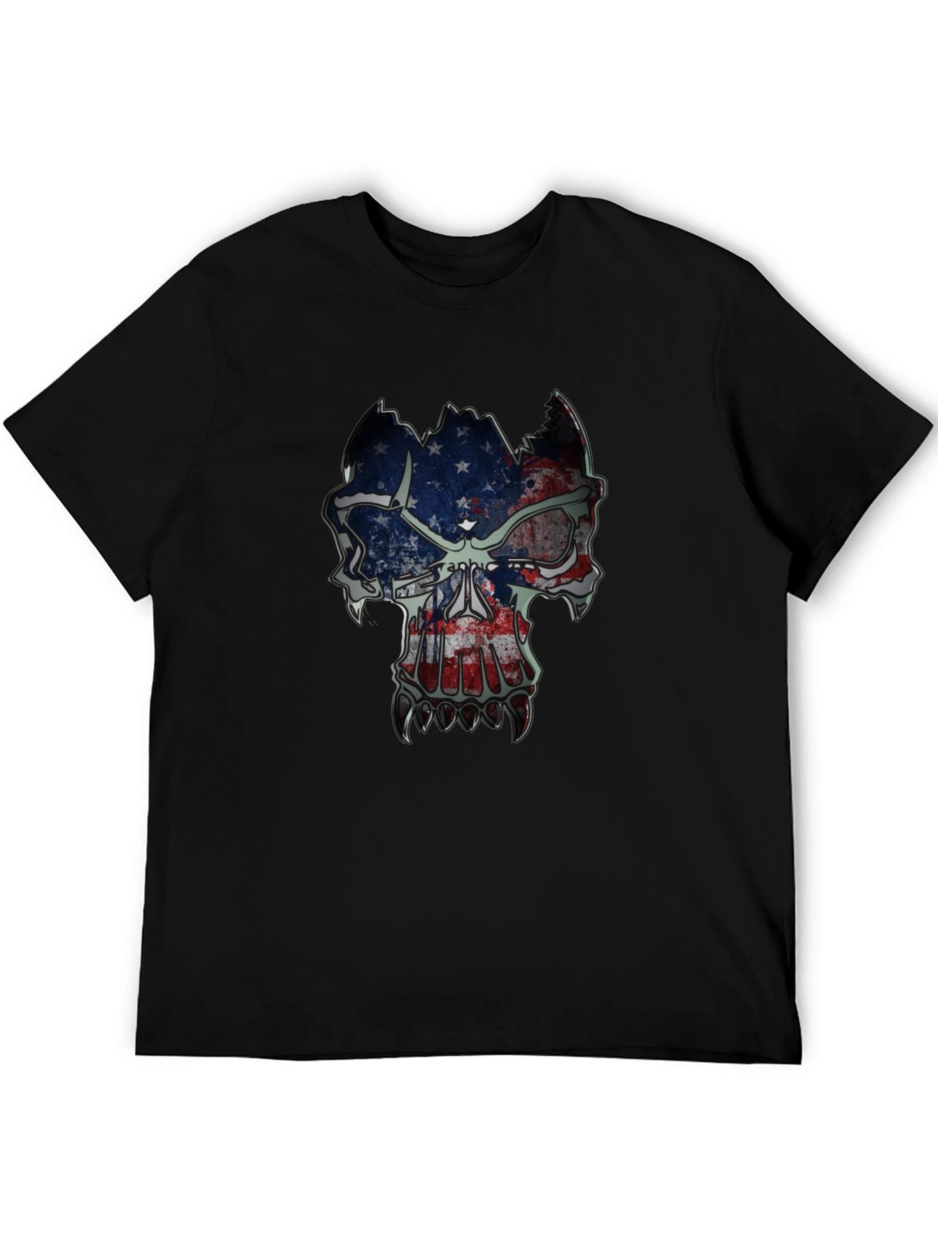 American Flag Skull Graphic T-Shirt