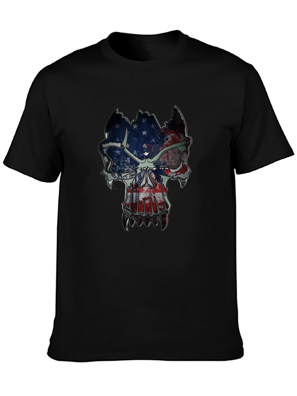 American Flag Skull Graphic T-Shirt