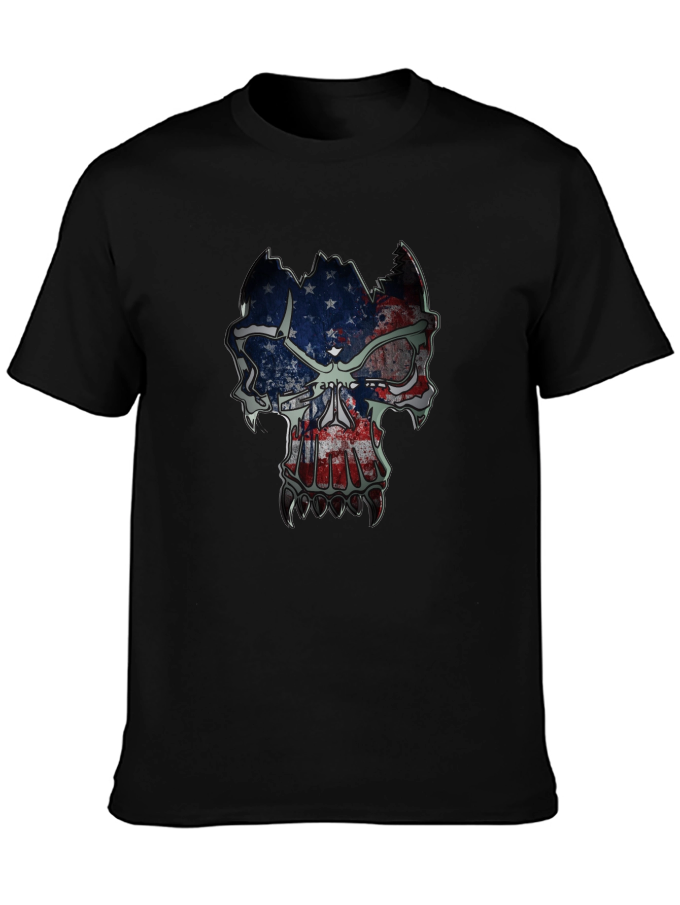 American Flag Skull Graphic T-Shirt