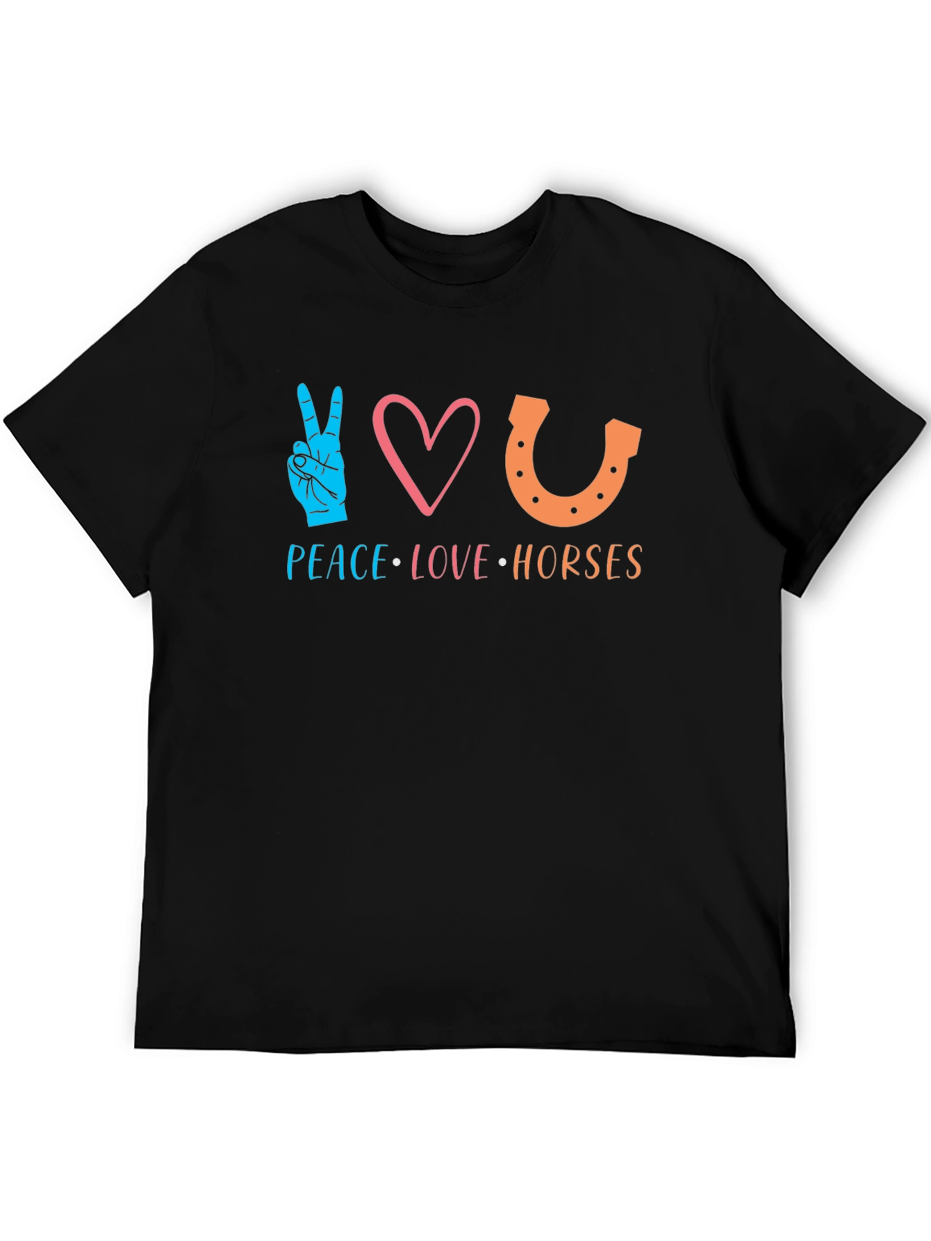 Peace Love Horses Graphic Tee - Unisex Black T-Shirt
