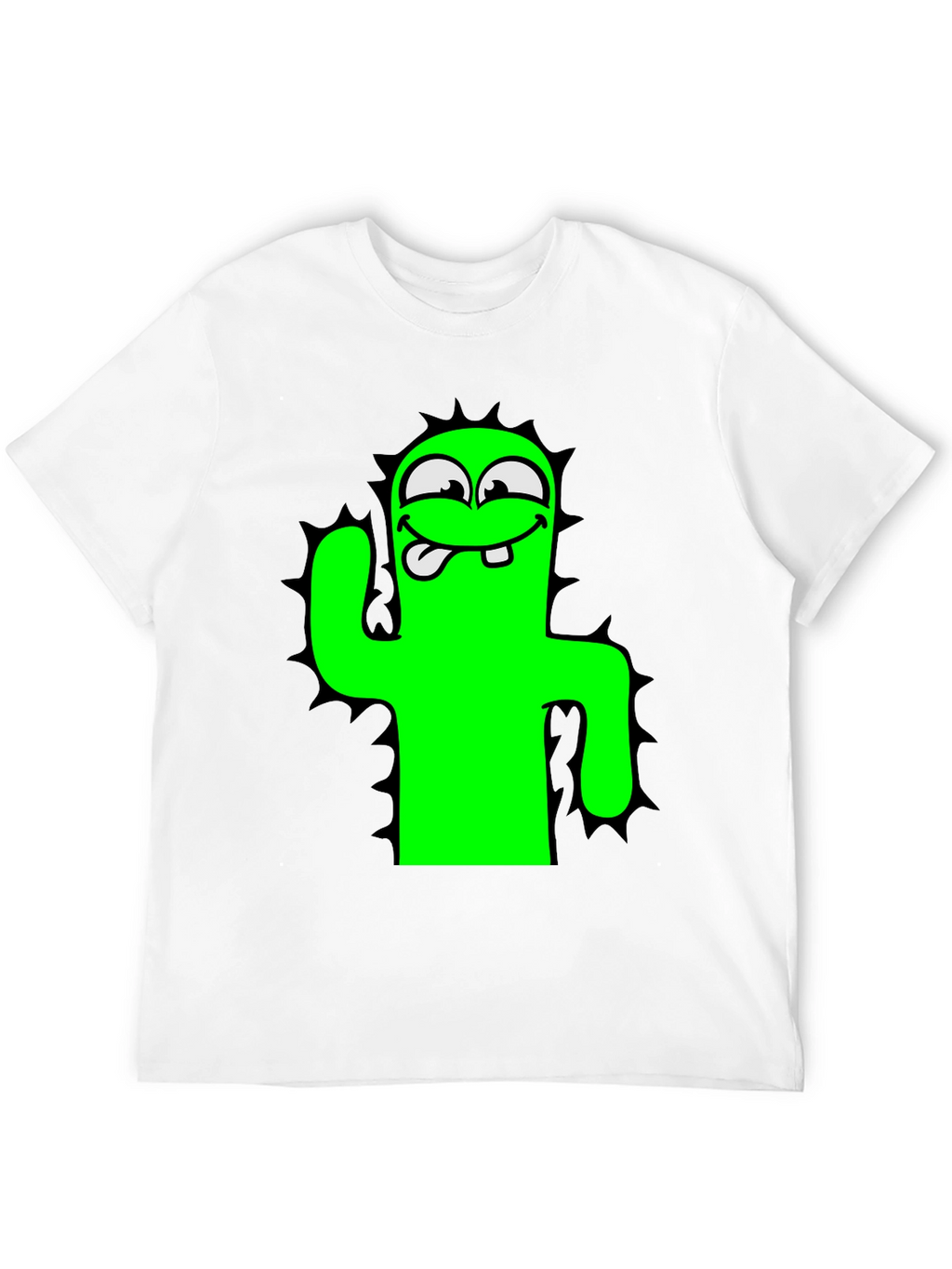 Funny Cartoon Cactus Black T-Shirt