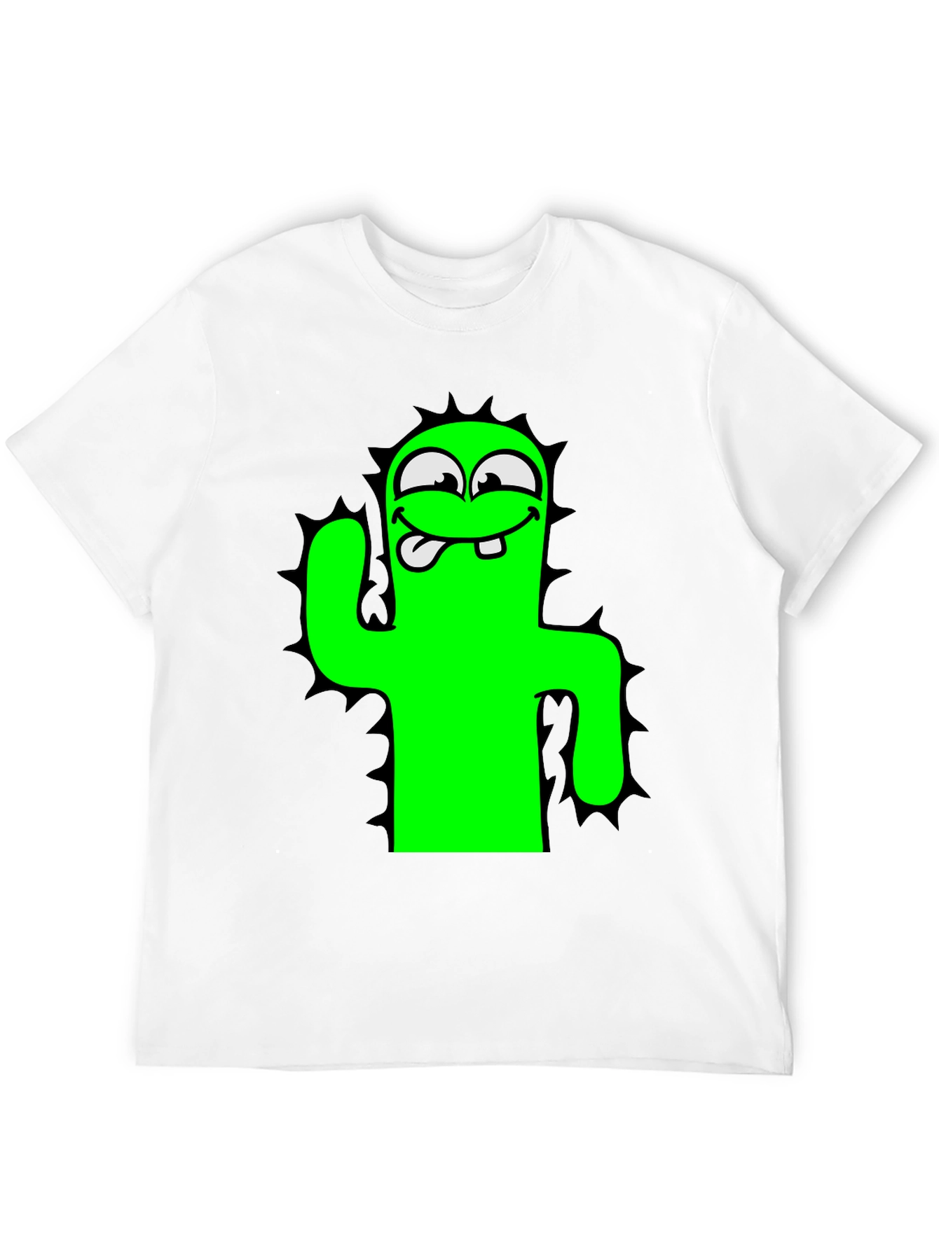 Funny Cartoon Cactus Black T-Shirt