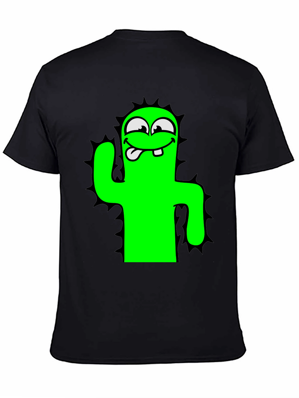 Funny Cartoon Cactus Black T-Shirt
