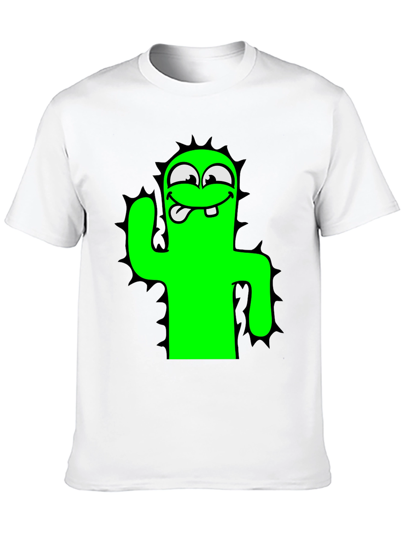 Funny Cartoon Cactus Black T-Shirt