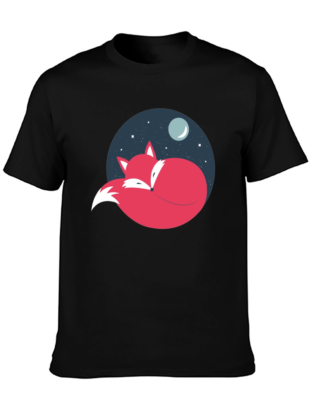Fox Moon Graphic Tee - Black Cotton Blend