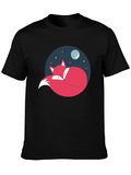 Fox Moon Graphic Tee - Black Cotton Blend