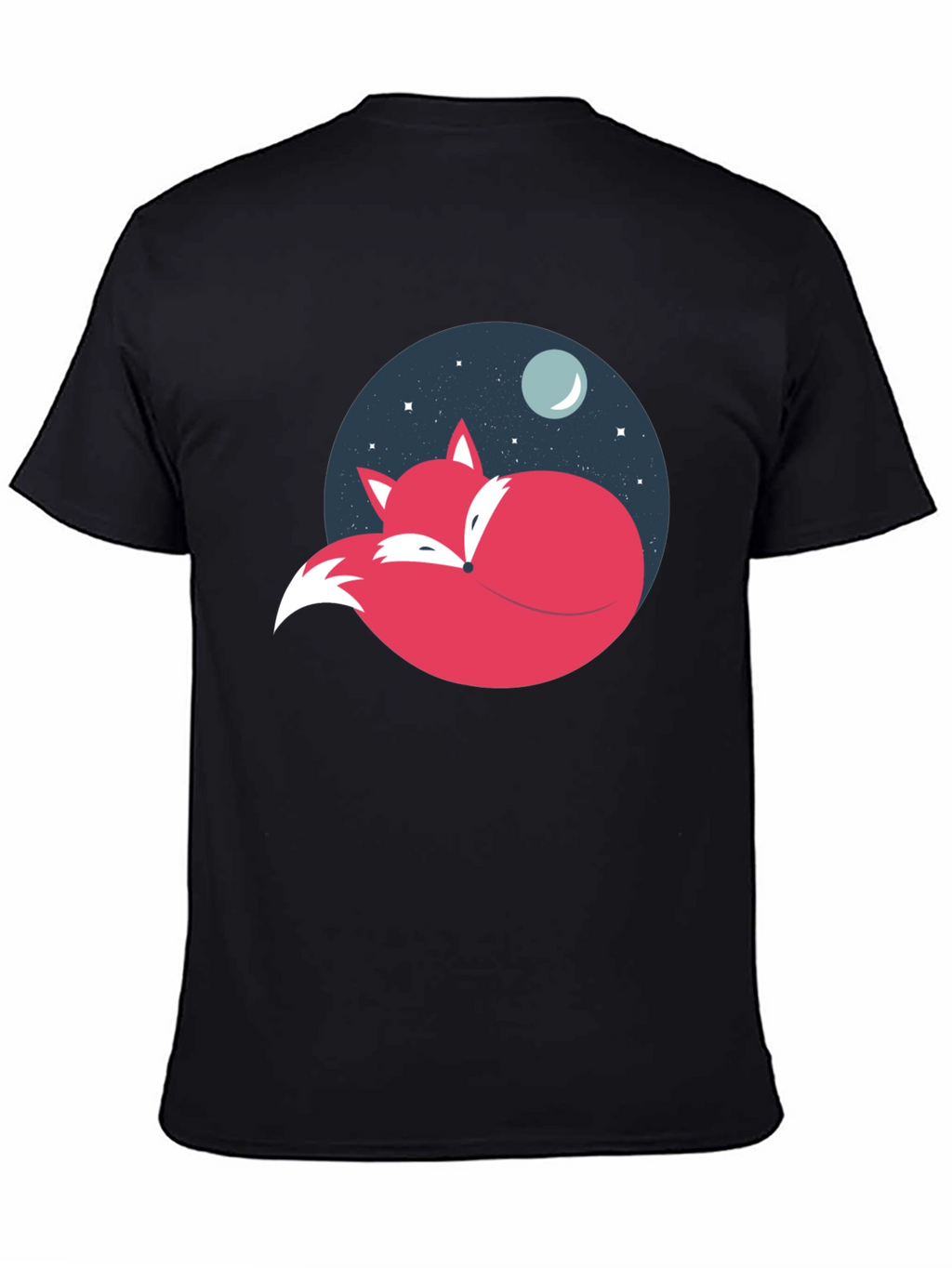 Fox Moon Graphic Tee - Black Cotton Blend