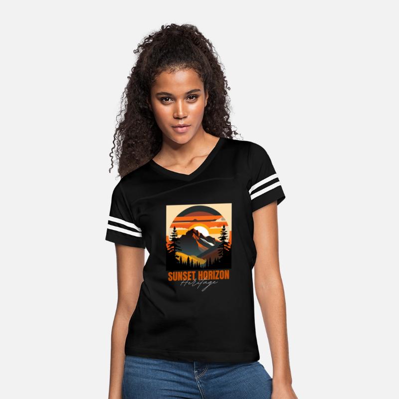 Mountain Illustration T-shirt sunset horizon