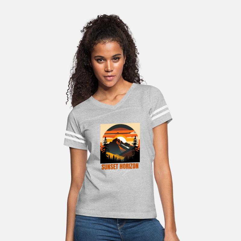 Mountain Illustration T-shirt sunset horizon