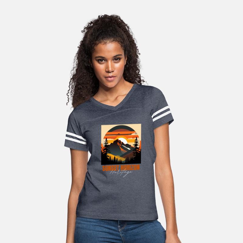 Mountain Illustration T-shirt sunset horizon