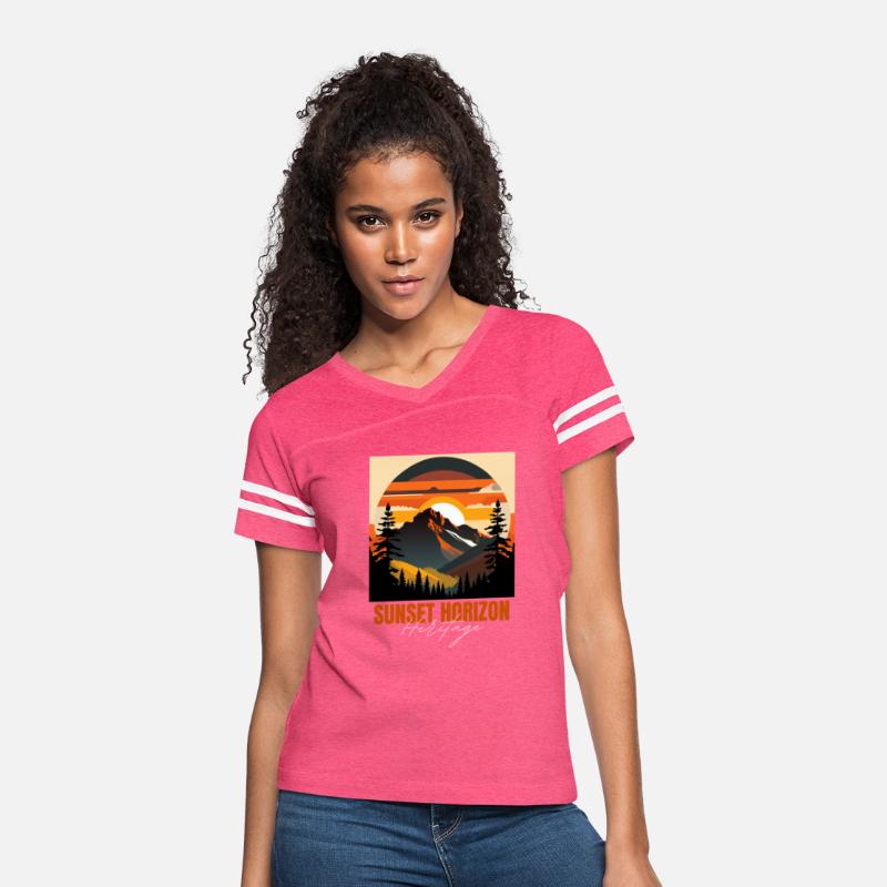 Mountain Illustration T-shirt sunset horizon