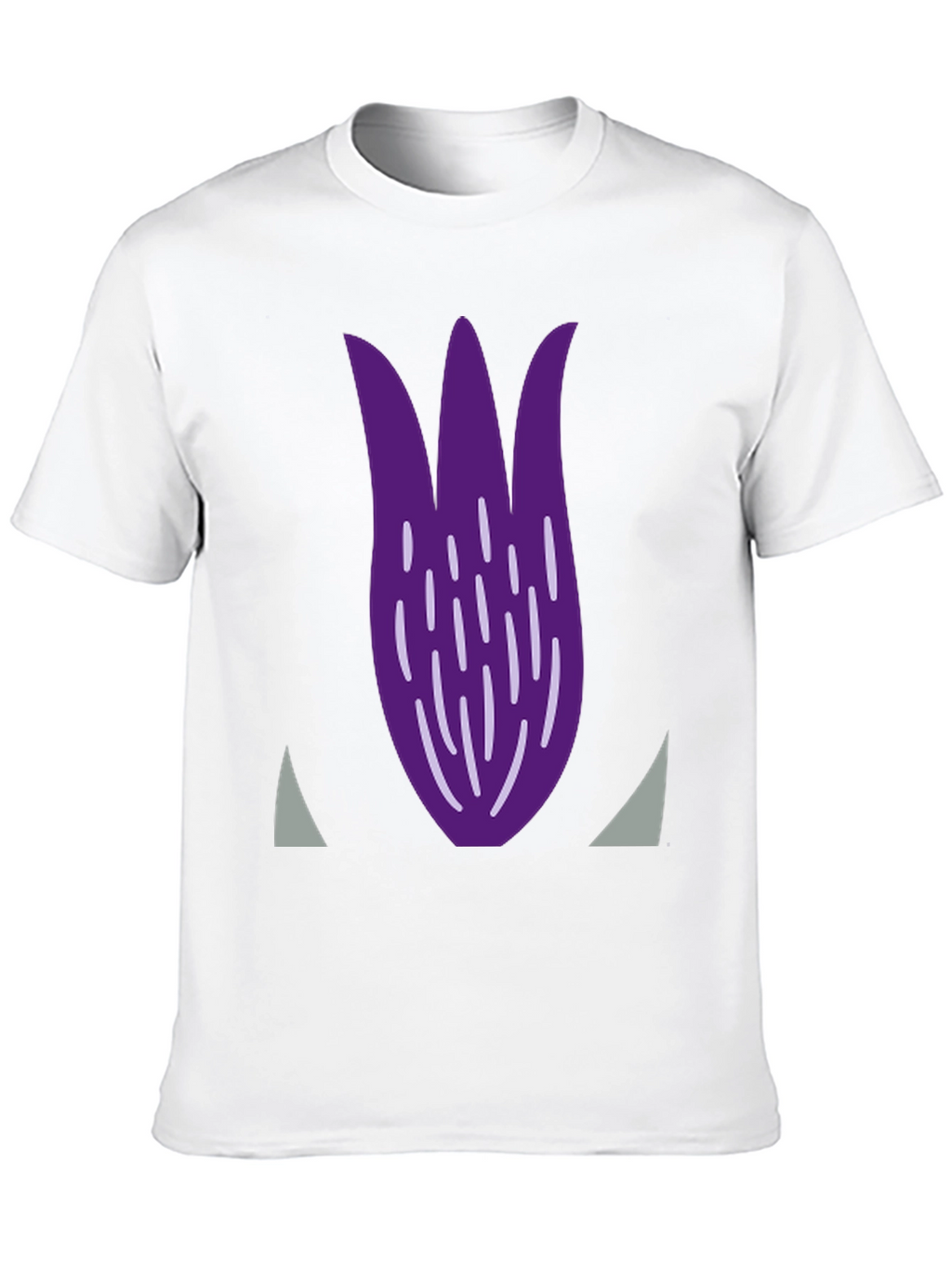 Purple Tulip Graphic Print Black T-Shirt
