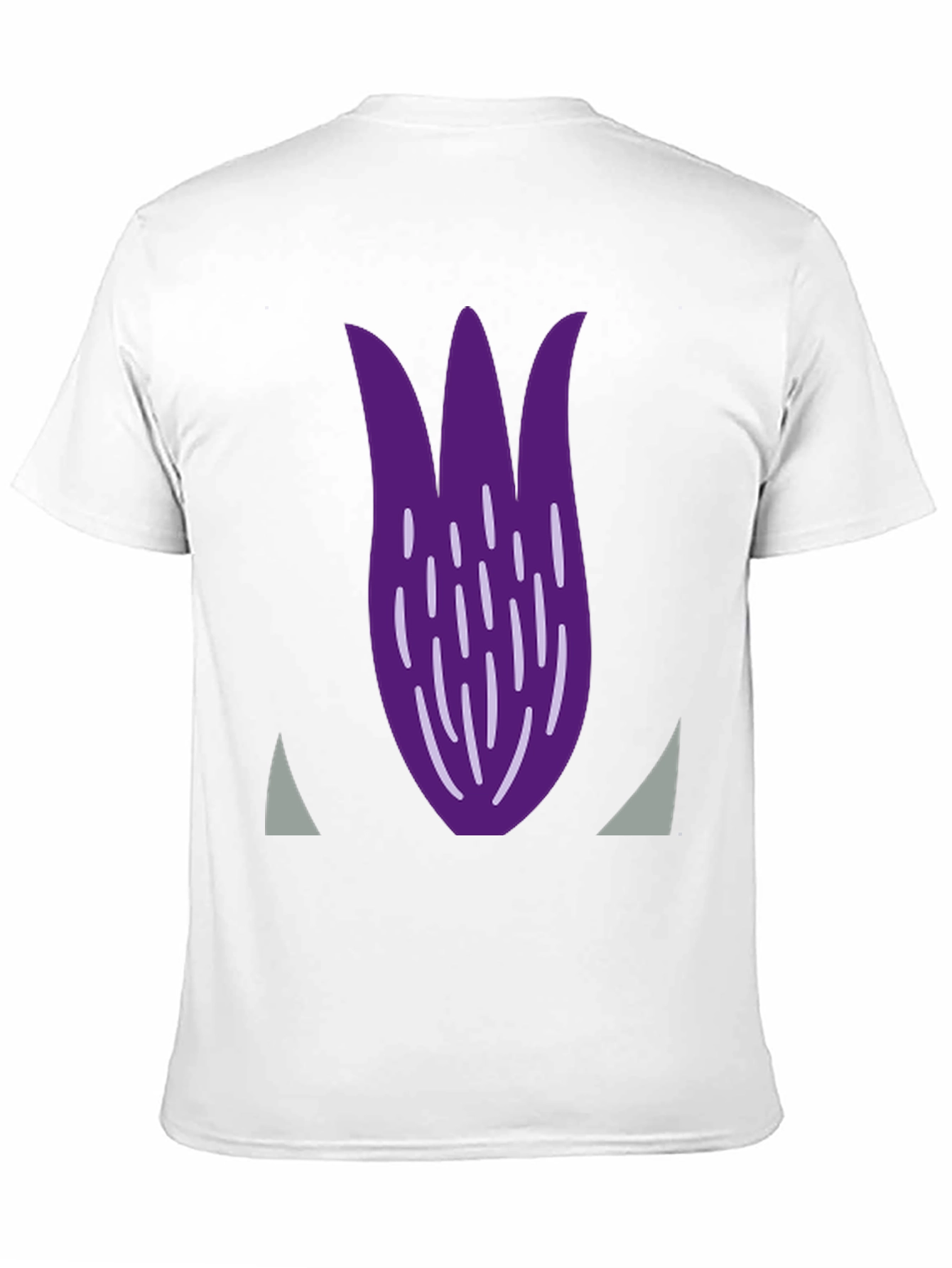Purple Tulip Graphic Print Black T-Shirt