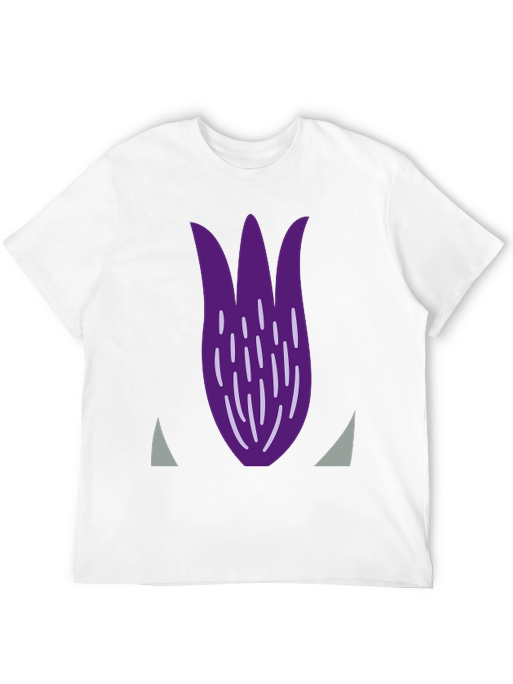Purple Tulip Graphic Print Black T-Shirt