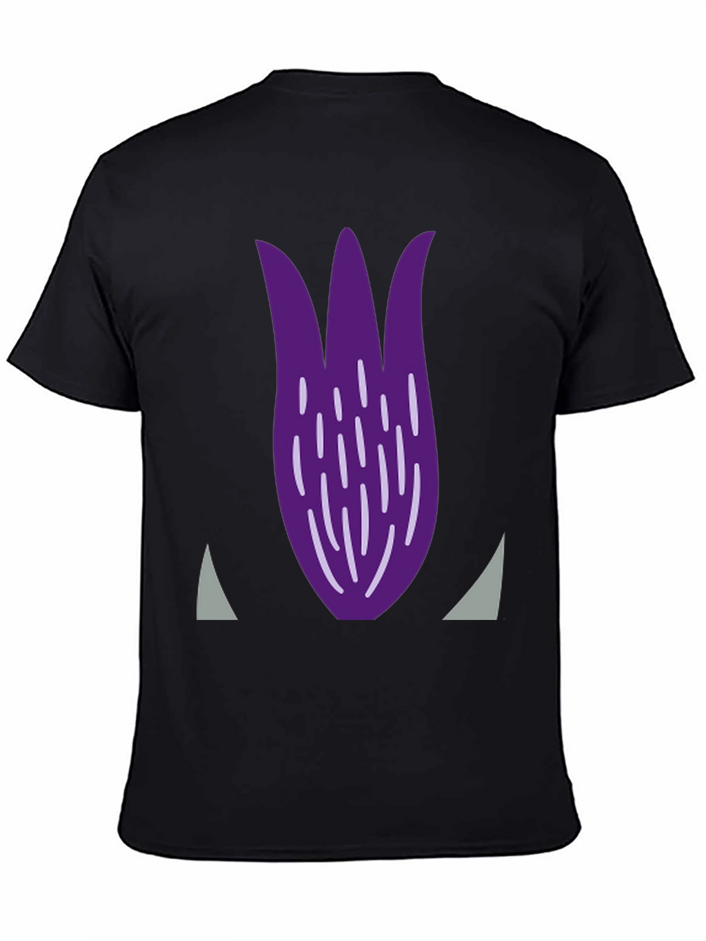 Purple Tulip Graphic Print Black T-Shirt