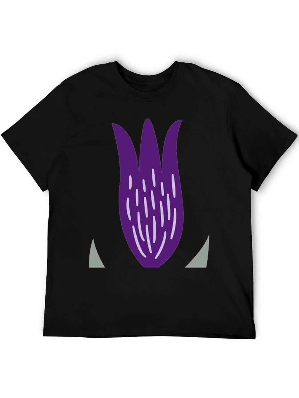 Purple Tulip Graphic Print Black T-Shirt