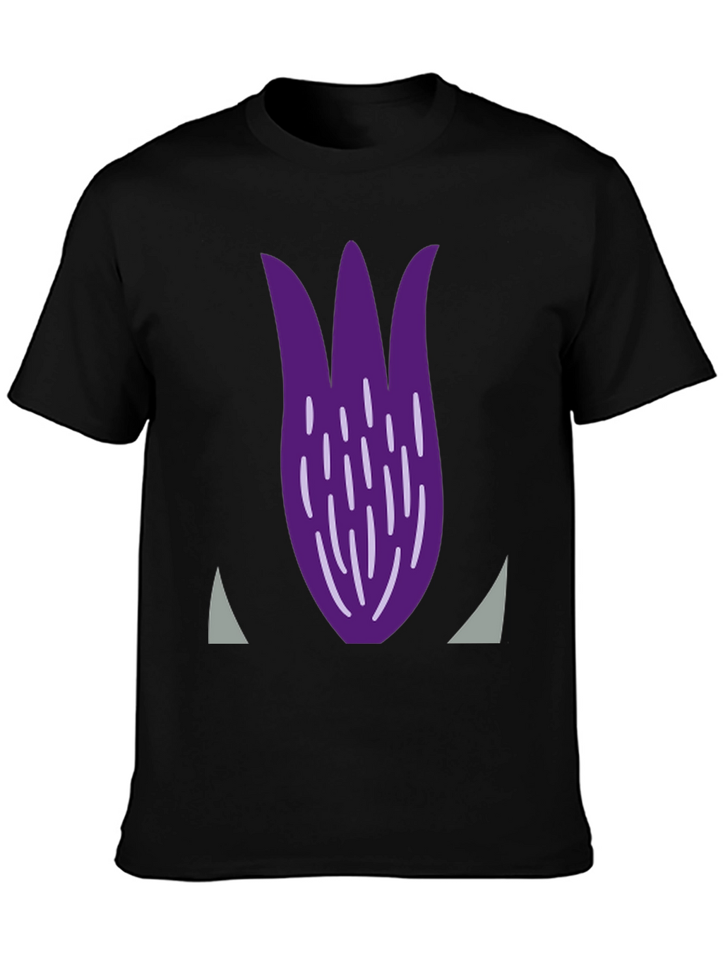 Purple Tulip Graphic Print Black T-Shirt