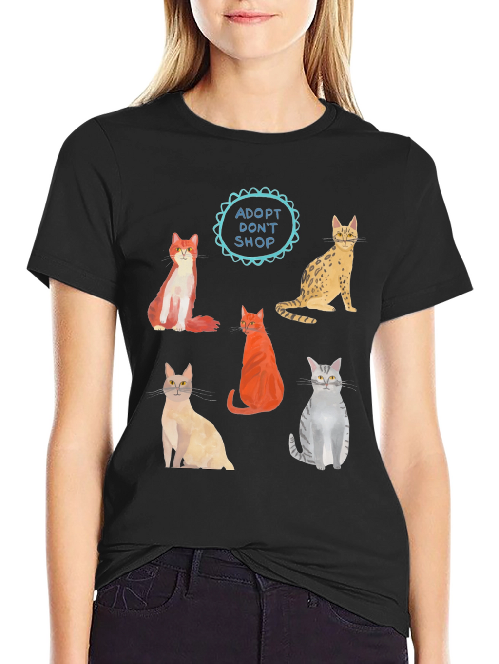 Adopt Dont Shop Cat Graphic T-Shirt