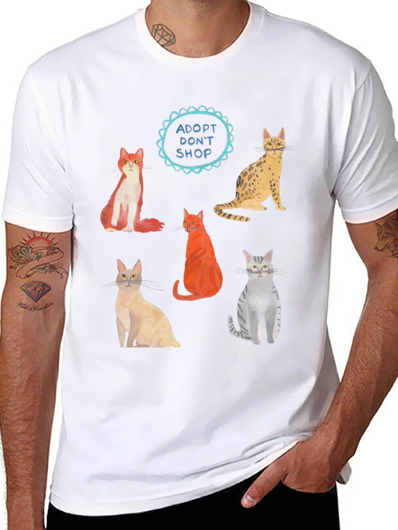 Adopt Dont Shop Cat Graphic T-Shirt