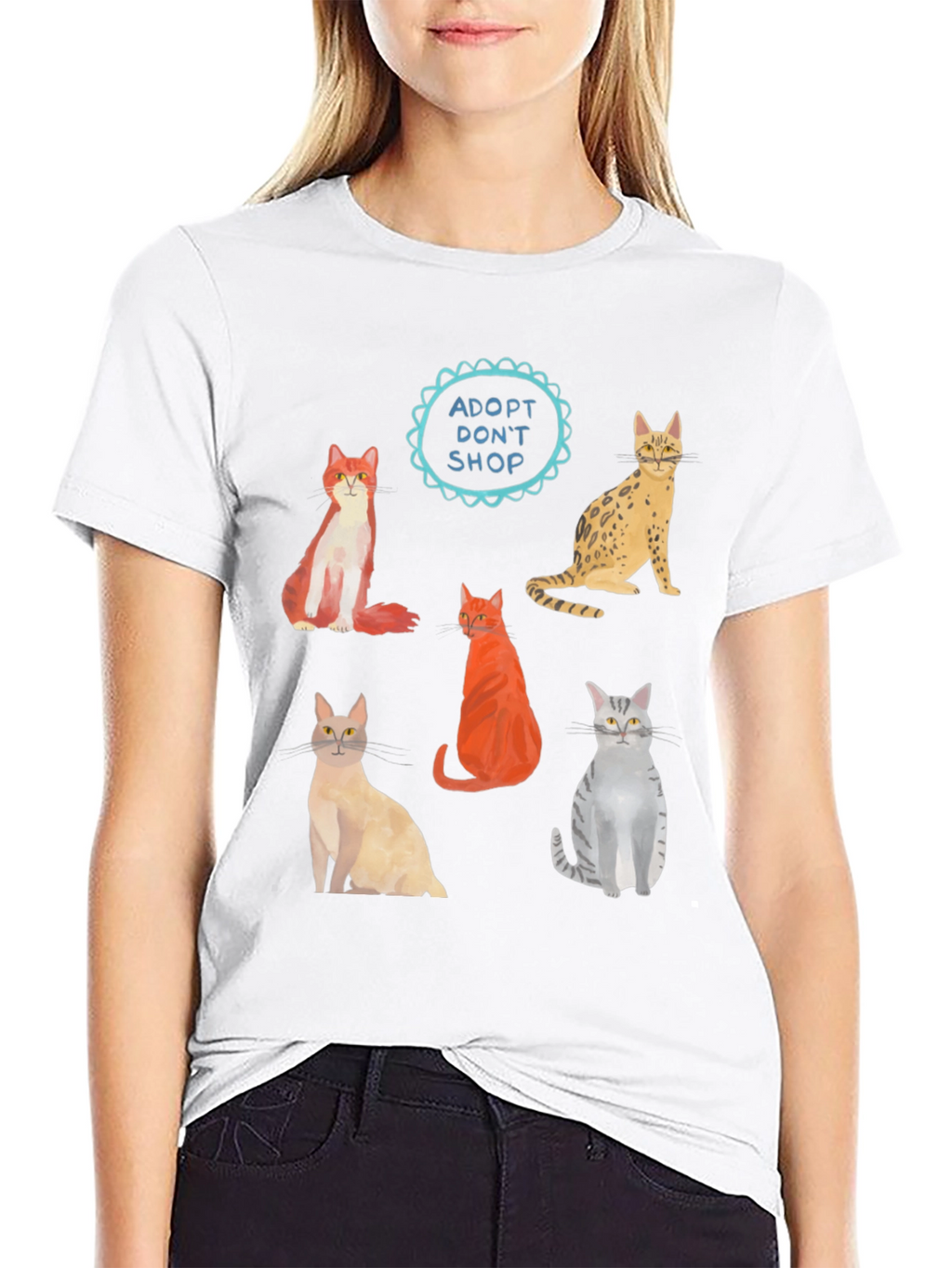 Adopt Dont Shop Cat Graphic T-Shirt