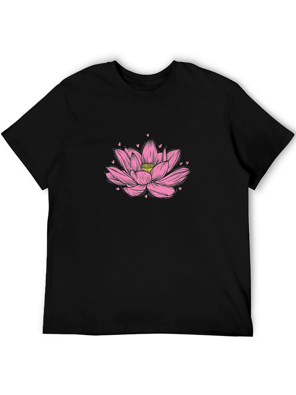 Lotus Flower Graphic Tee - Soft Black Cotton Shirt