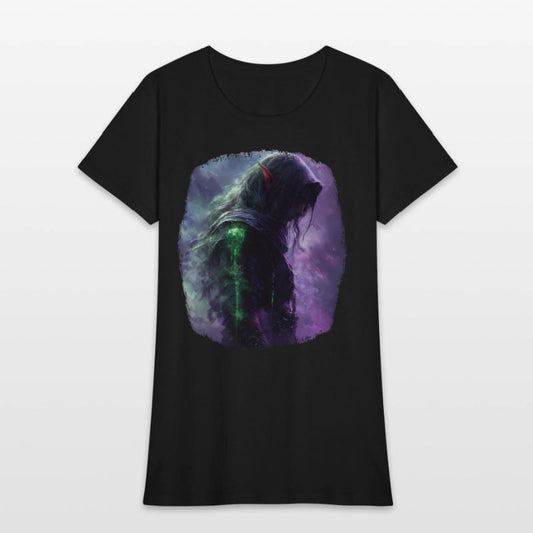 Mystical Elf With Green Magic In The Fog