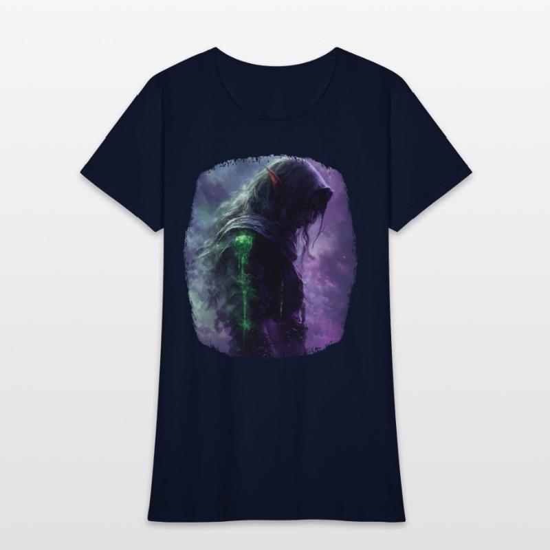 Mystical Elf With Green Magic In The Fog