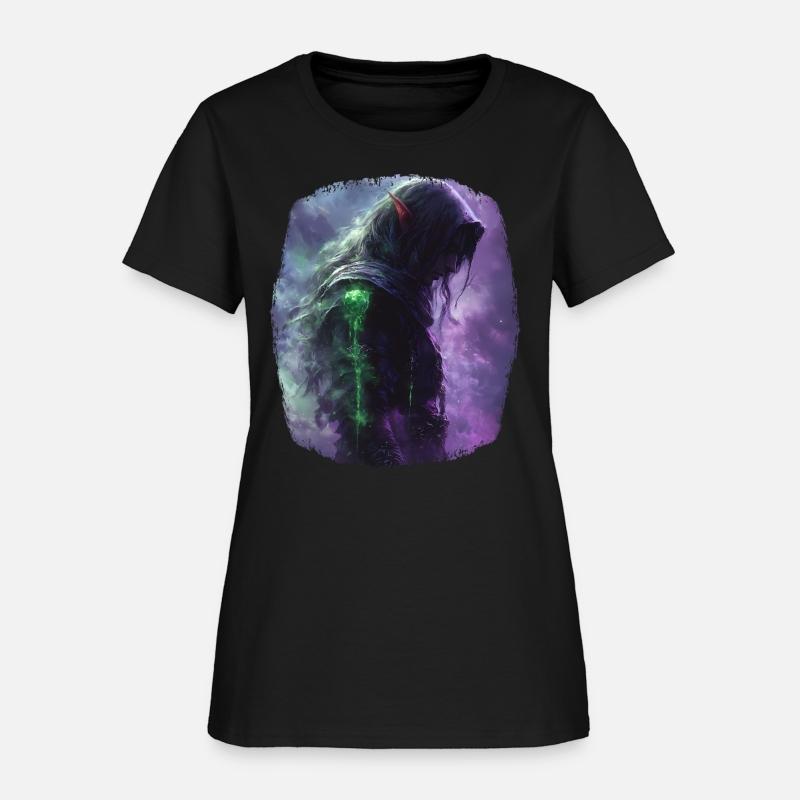 Mystical Elf With Green Magic In The Fog