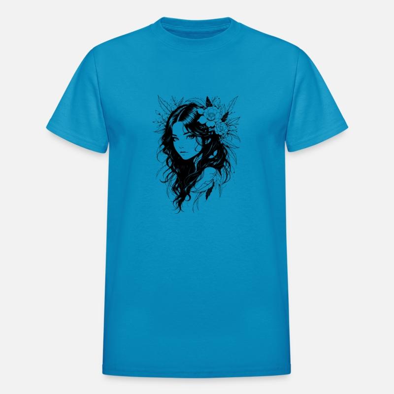 Mystical Woman with Flowing Hair & Leaves