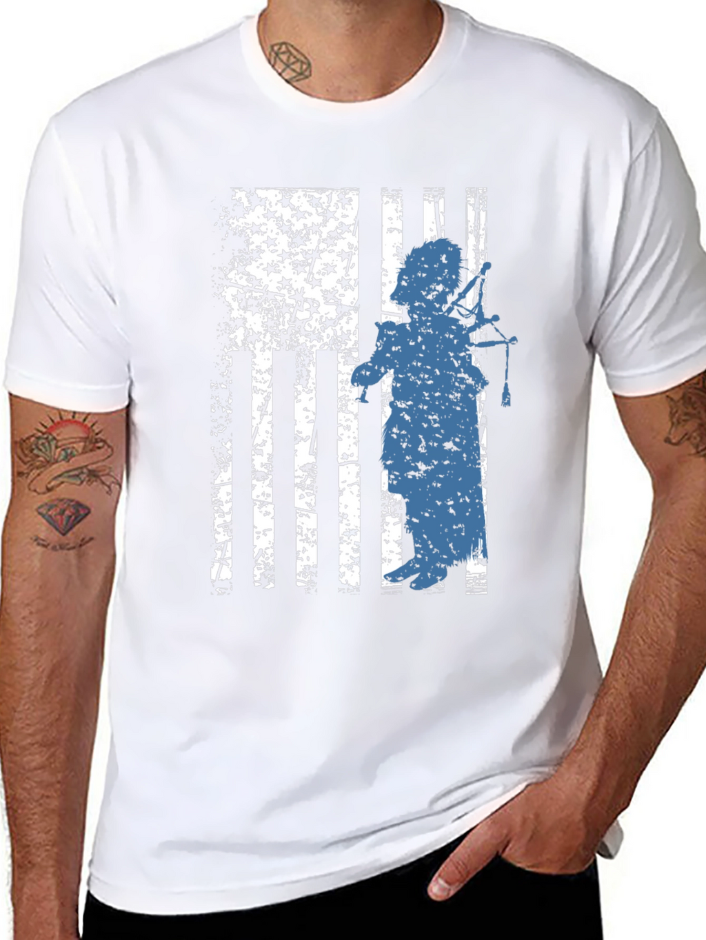 Patriotic Bagpiper Graphic Tee