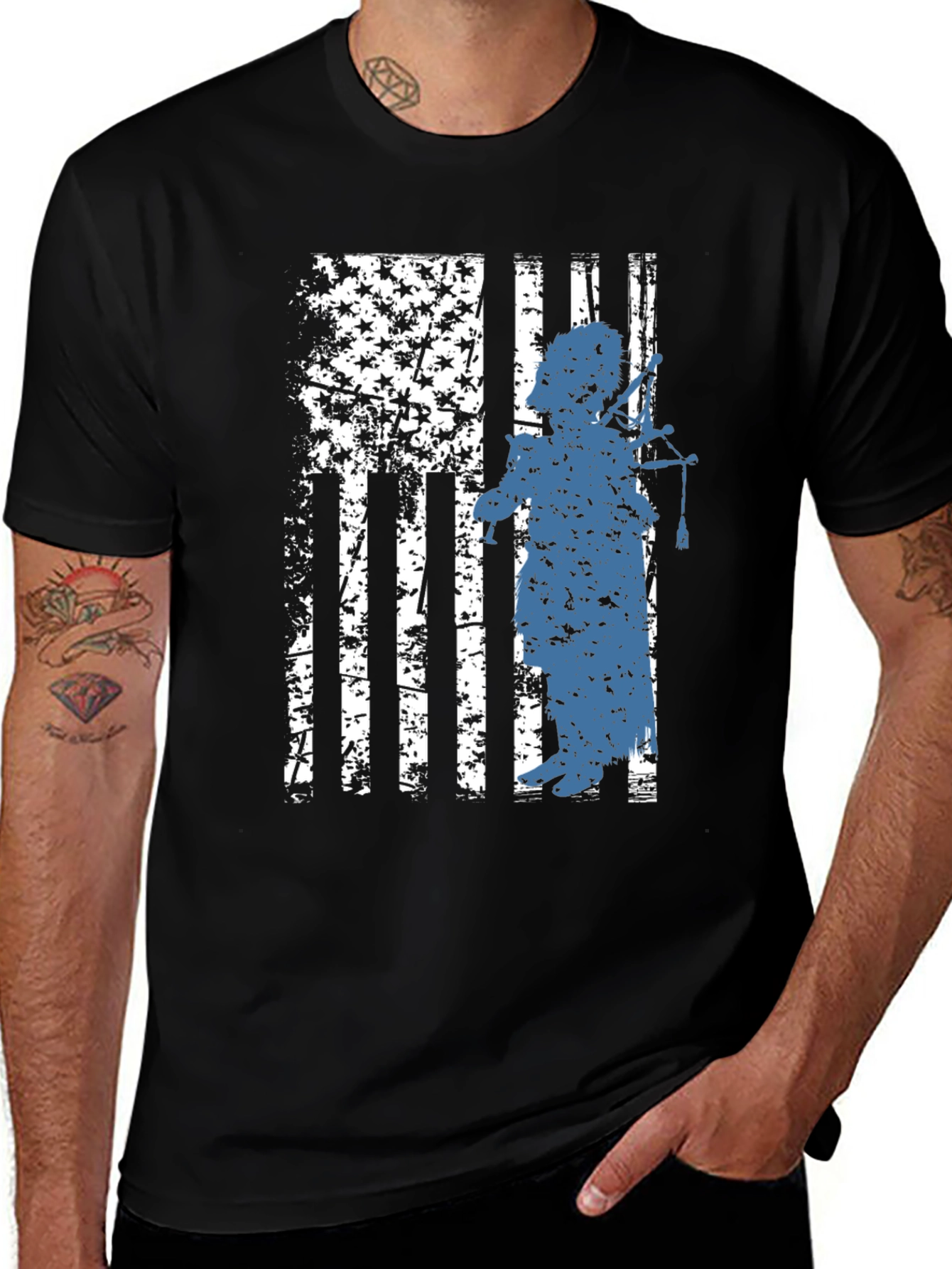 Patriotic Bagpiper Graphic Tee
