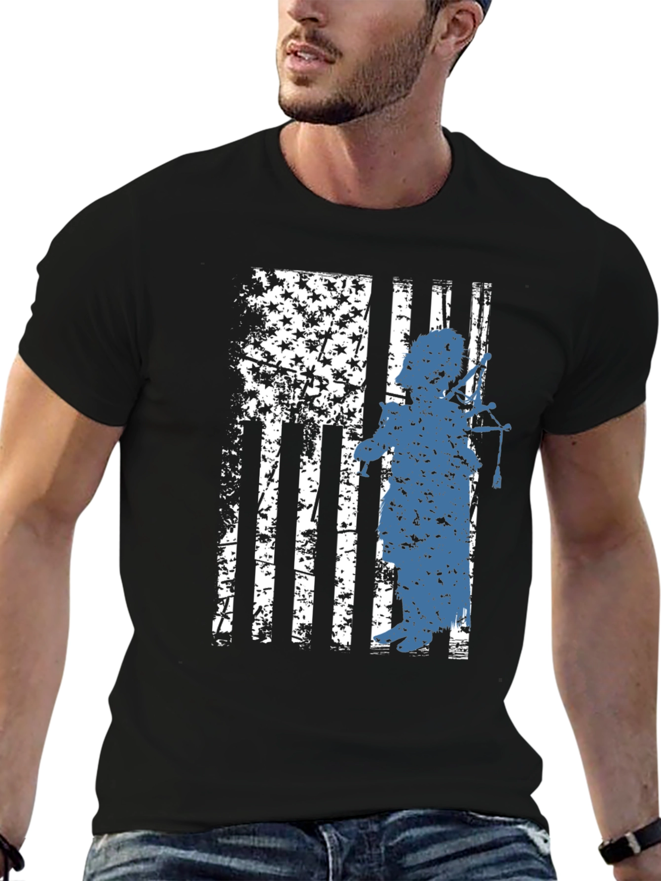 Patriotic Bagpiper Graphic Tee