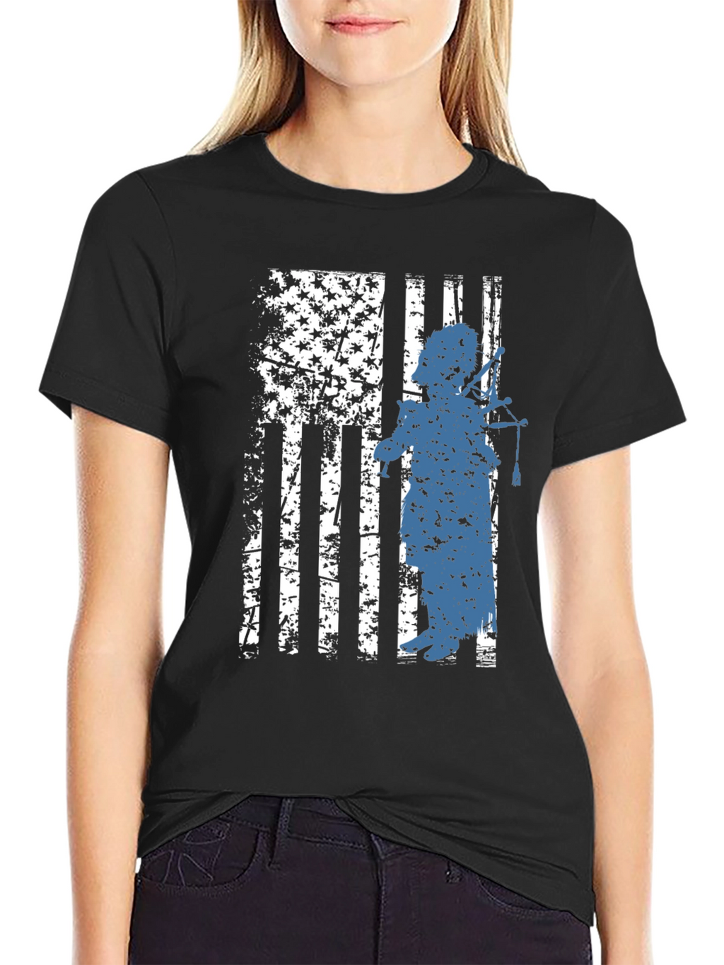Patriotic Bagpiper Graphic Tee
