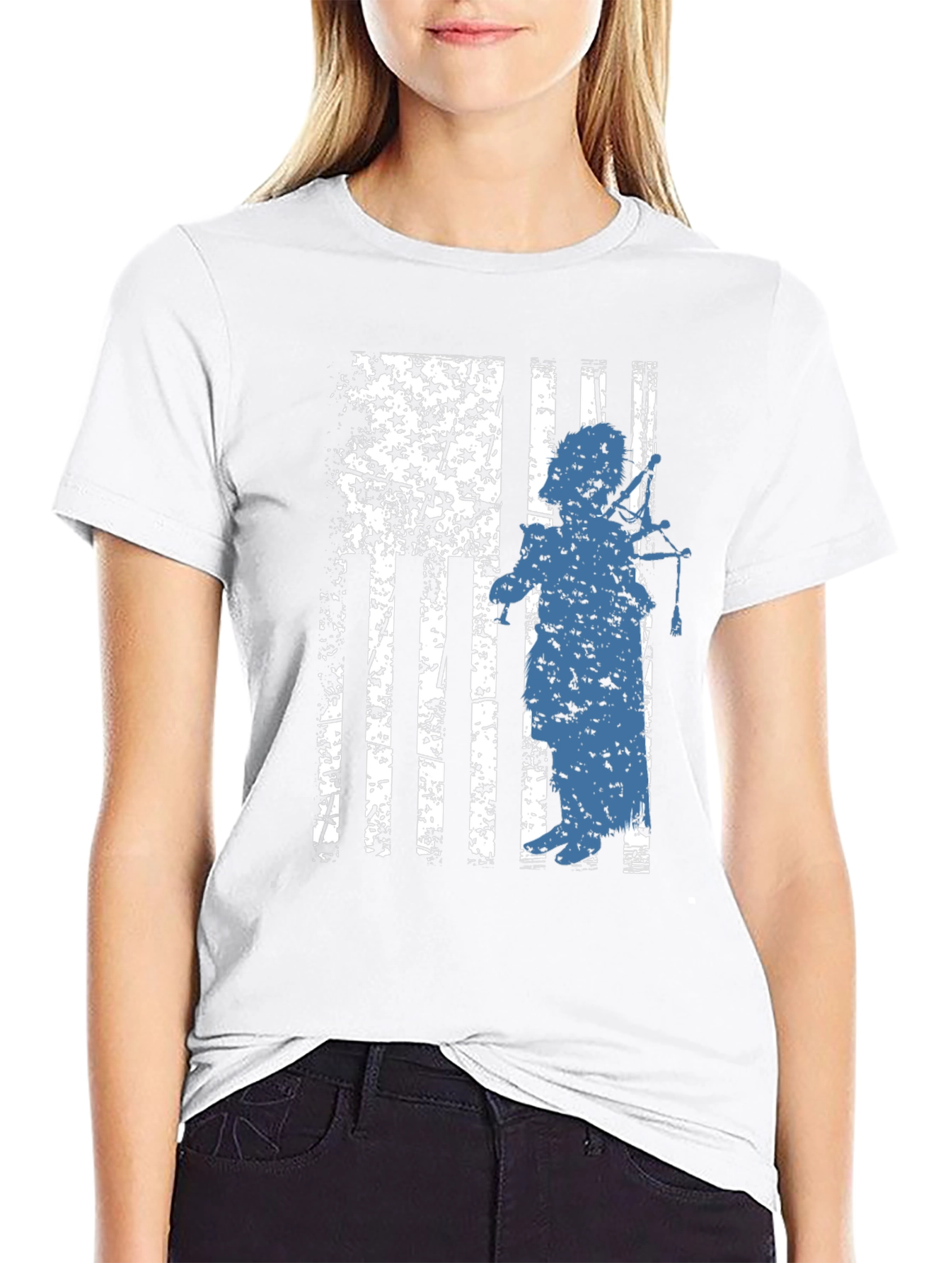 Patriotic Bagpiper Graphic Tee