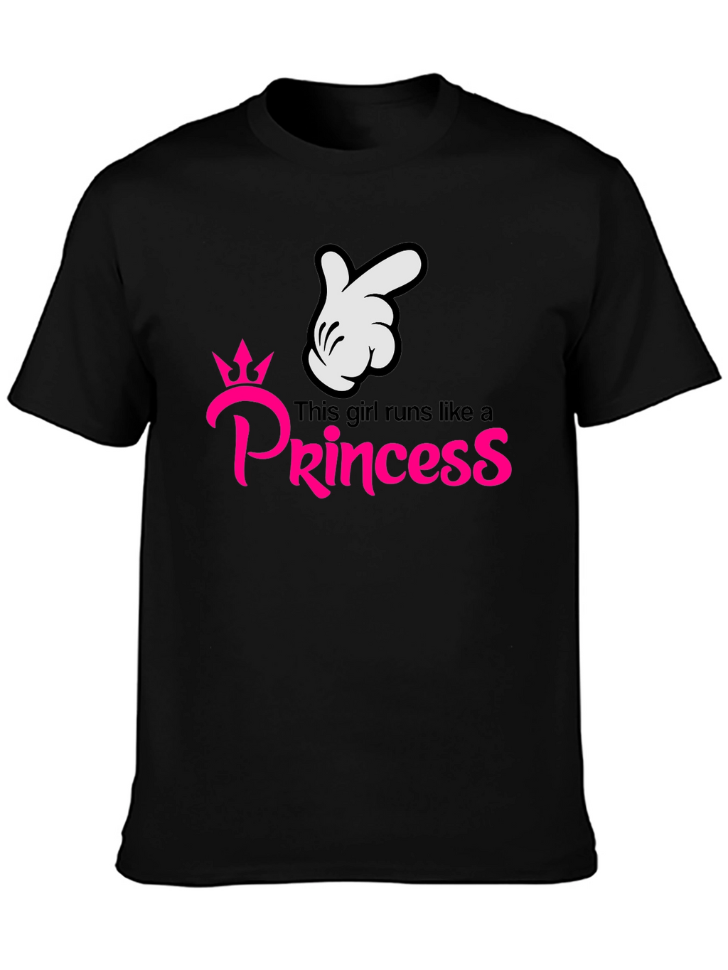Girls Runs Like a Princess Black T-Shirt