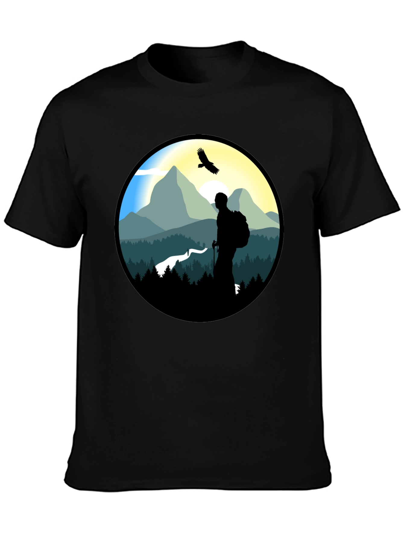 Nature Hiker Graphic Tee - Black