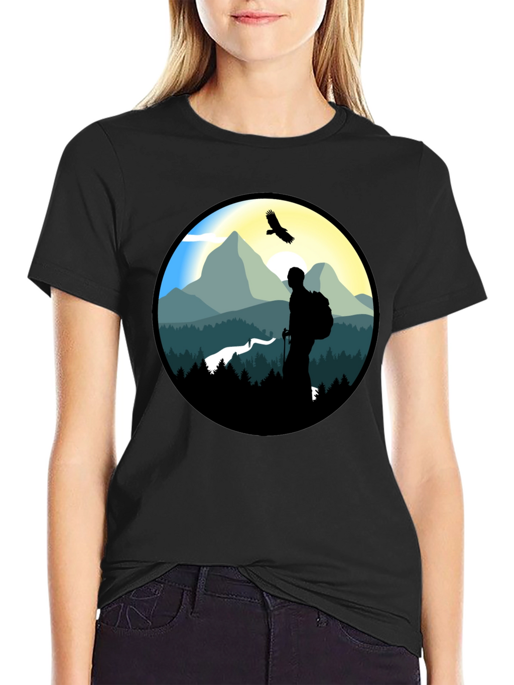 Nature Hiker Graphic Tee - Black