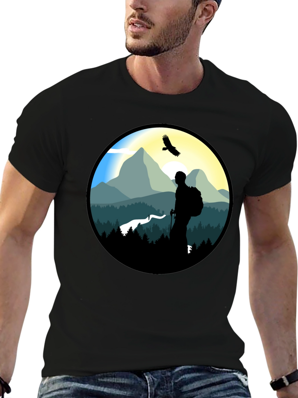 Nature Hiker Graphic Tee - Black