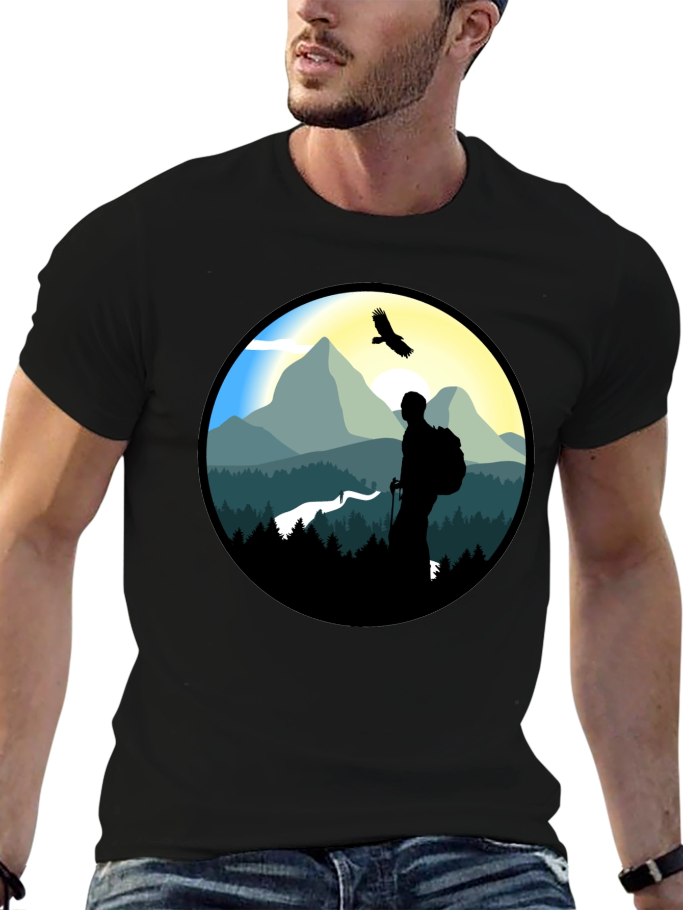 Nature Hiker Graphic Tee - Black