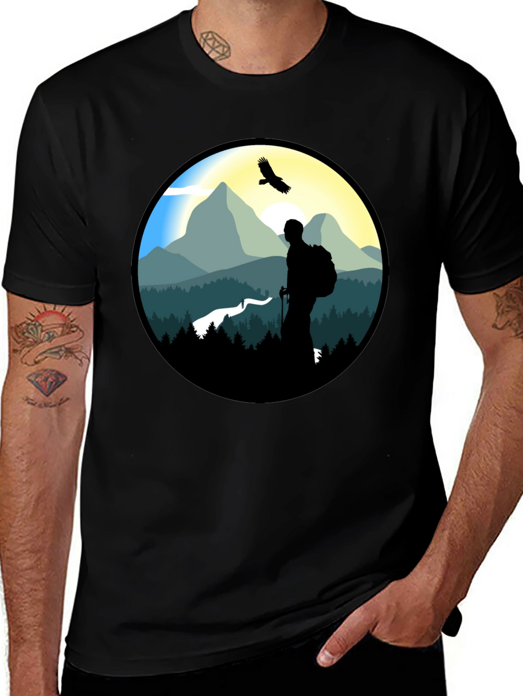 Nature Hiker Graphic Tee - Black