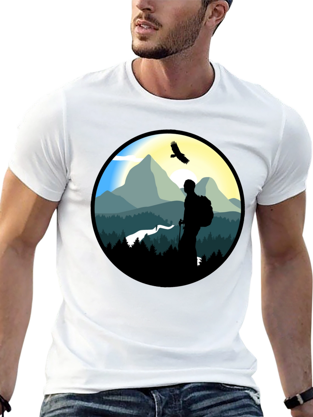 Nature Hiker Graphic Tee - Black