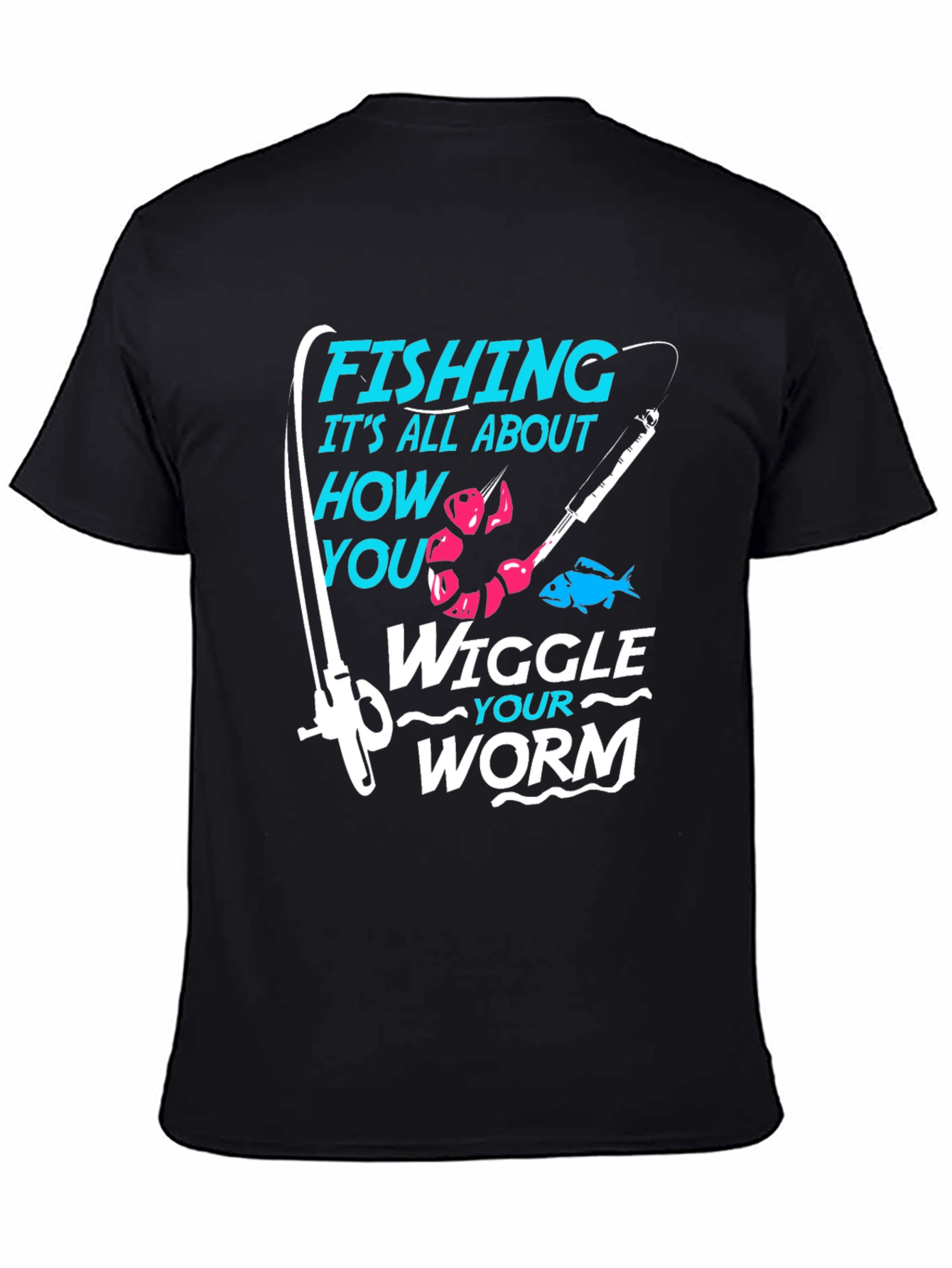 Fishing Worm Graphic Tee - Black