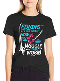 Fishing Worm Graphic Tee - Black