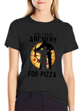Archery Coach Pizza Lover Black T-Shirt