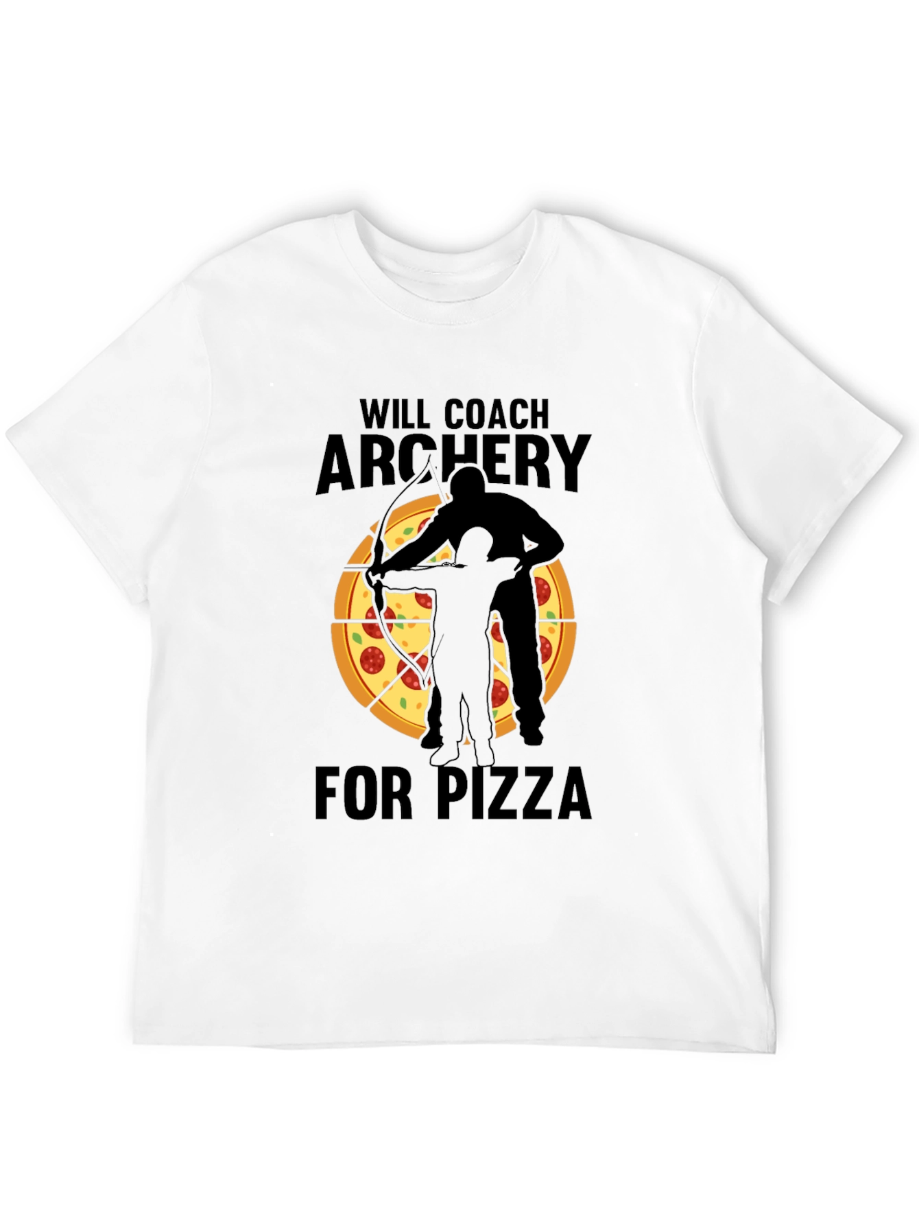 Archery Coach Pizza Lover Black T-Shirt