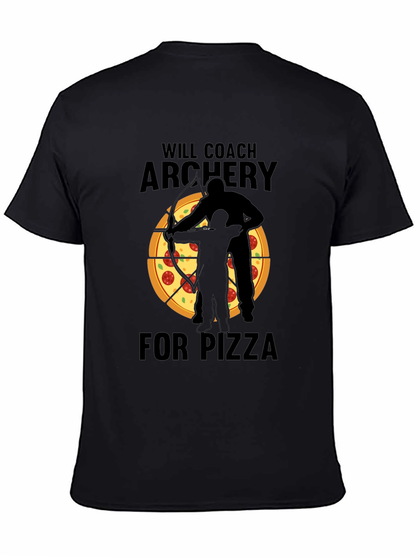 Archery Coach Pizza Lover Black T-Shirt