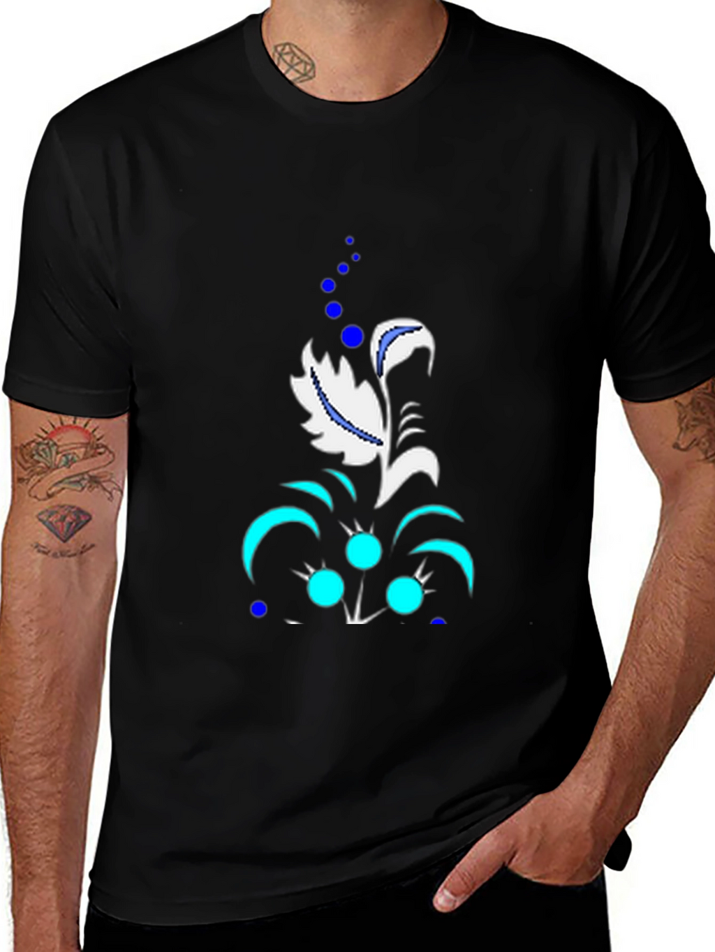 Abstract Floral Graphic Black T-Shirt