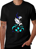 Abstract Floral Graphic Black T-Shirt