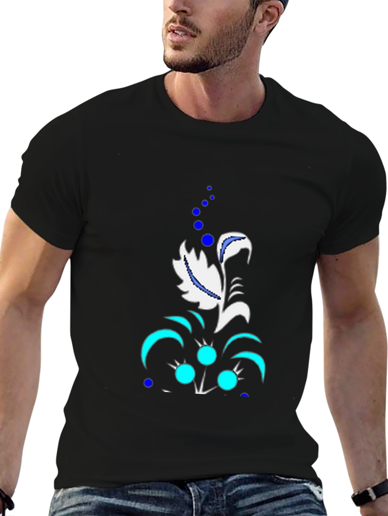Abstract Floral Graphic Black T-Shirt