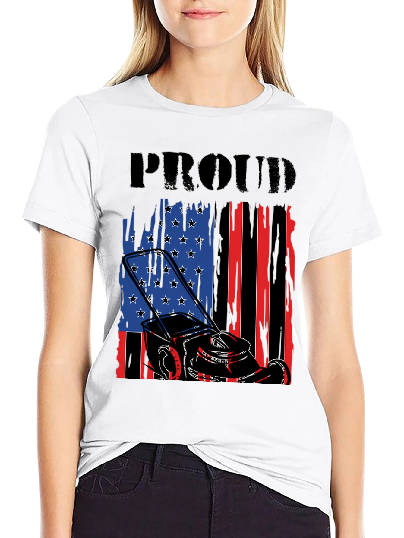 Proud Lawn Mower American Flag Patriotic T-Shirt